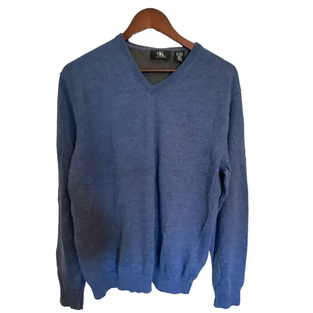 Calvin Klein 100% Merino wool v neck sweater XL men's